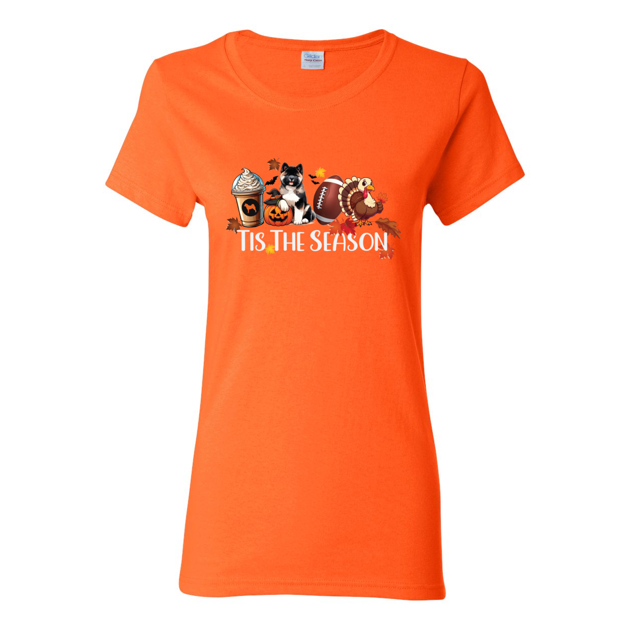 Tis The Season Akita Turkey Heavy Cotton Women's Short Sleeve T-Shirt - WagALotBowWow