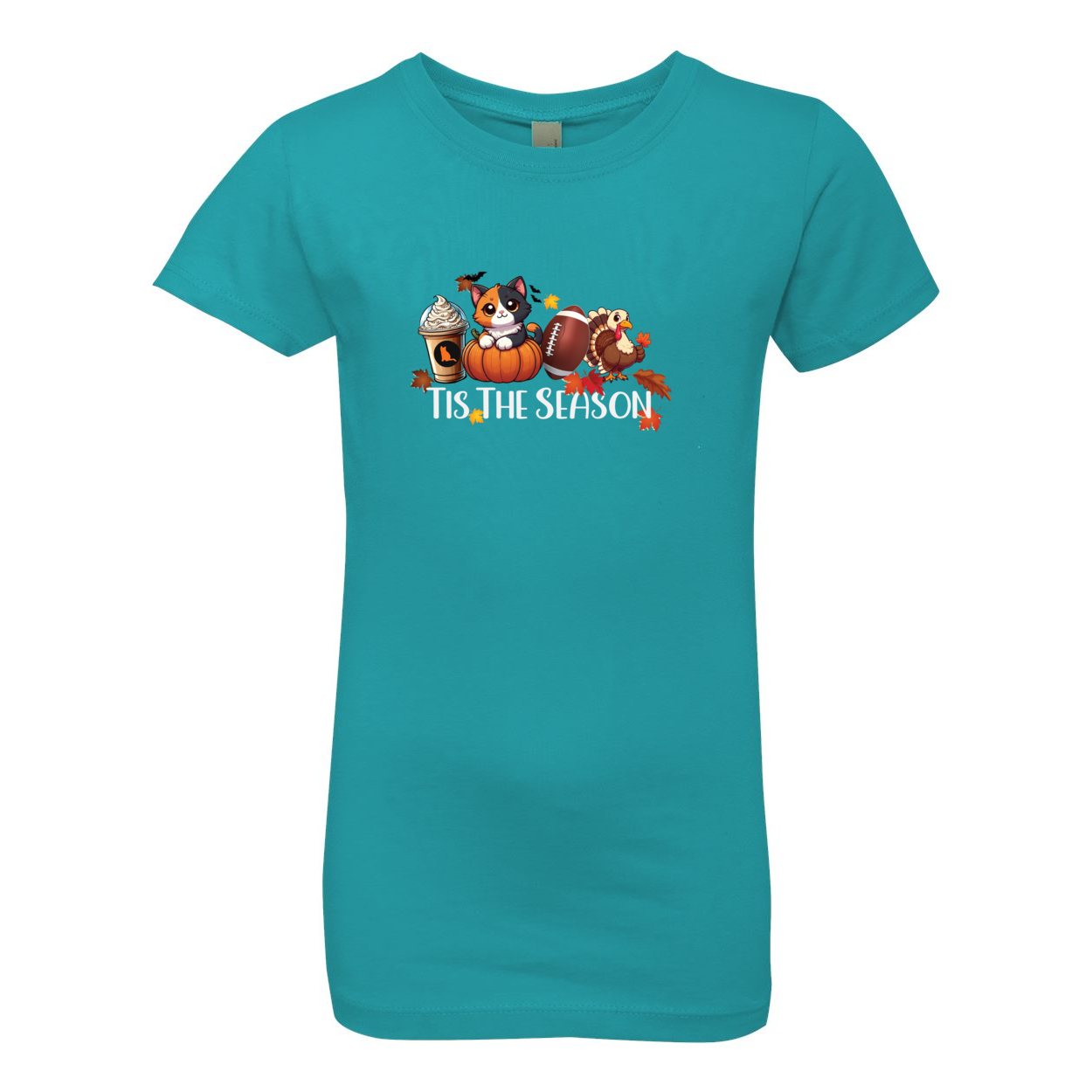 Calico Cat Tis The Season Fall Girls' The Princess Tee - WagALotBowWow