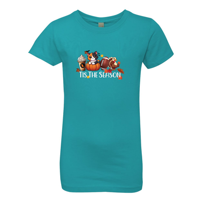 Calico Cat Tis The Season Fall Girls' The Princess Tee - WagALotBowWow
