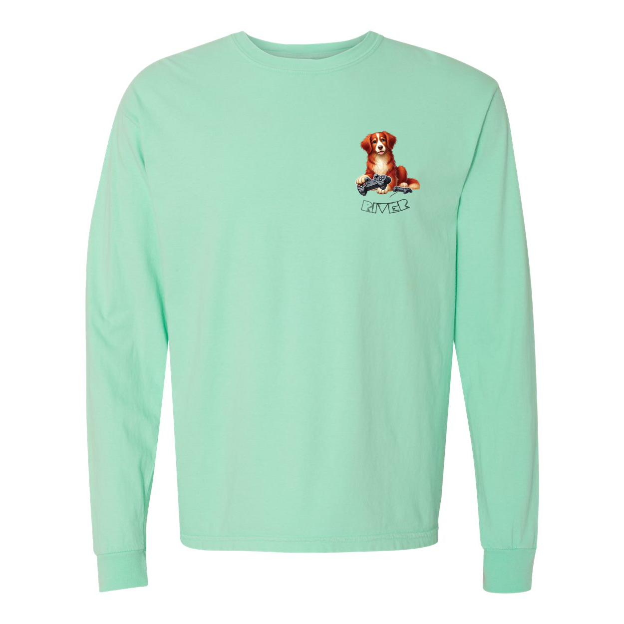 River Maze Scent Garment Dyed Heavyweight Ringspun Long Sleeve T-Shirt - WagALotBowWow