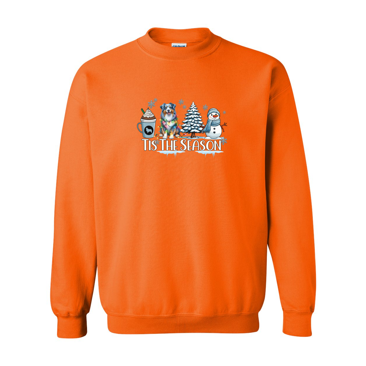 Blue Merle Aussie Tis The Season Winter Heavy Blend Crewneck Sweatshirt - WagALotBowWow