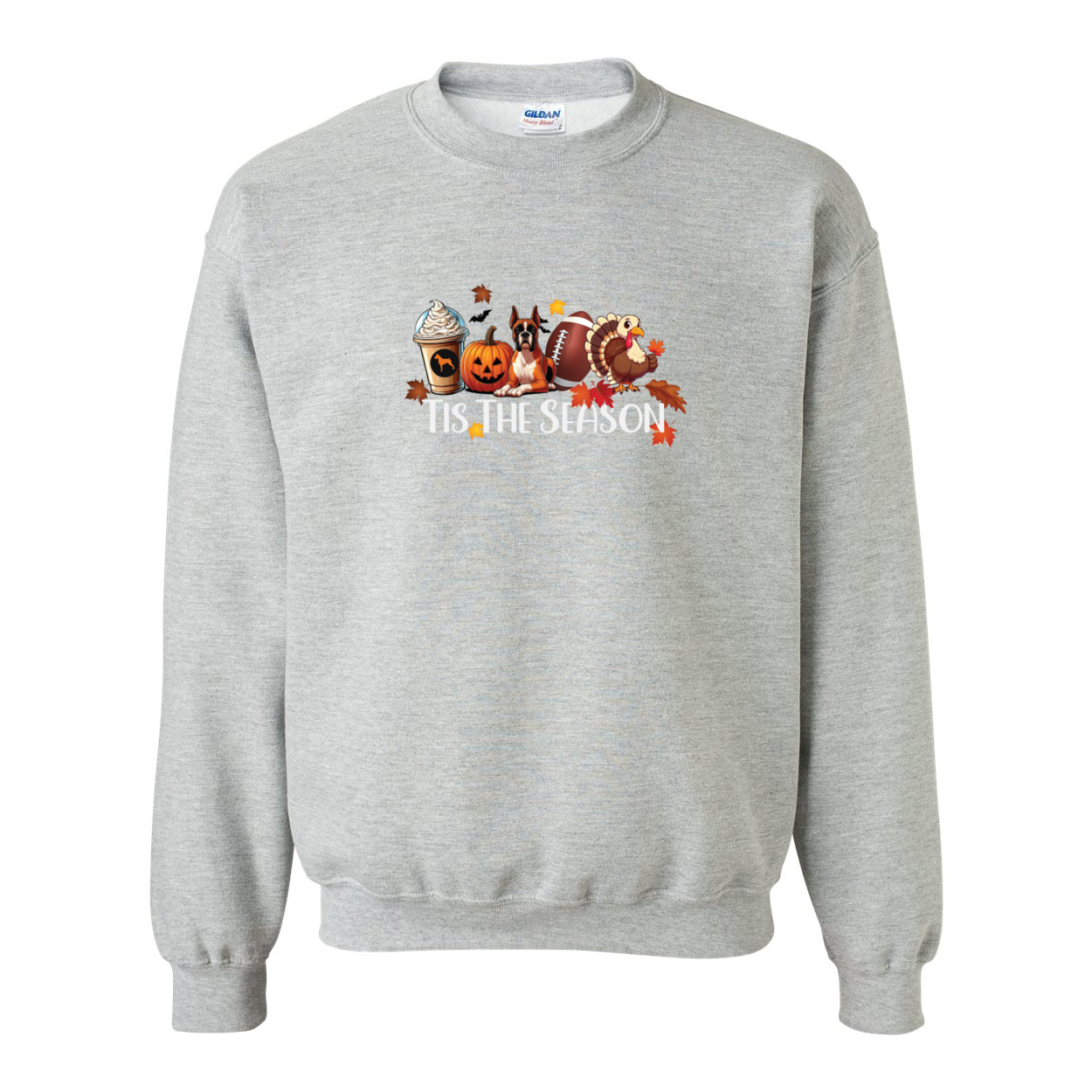 Boxer Tis The Season Turkey Heavy Blend Crewneck Sweatshirt - WagALotBowWow