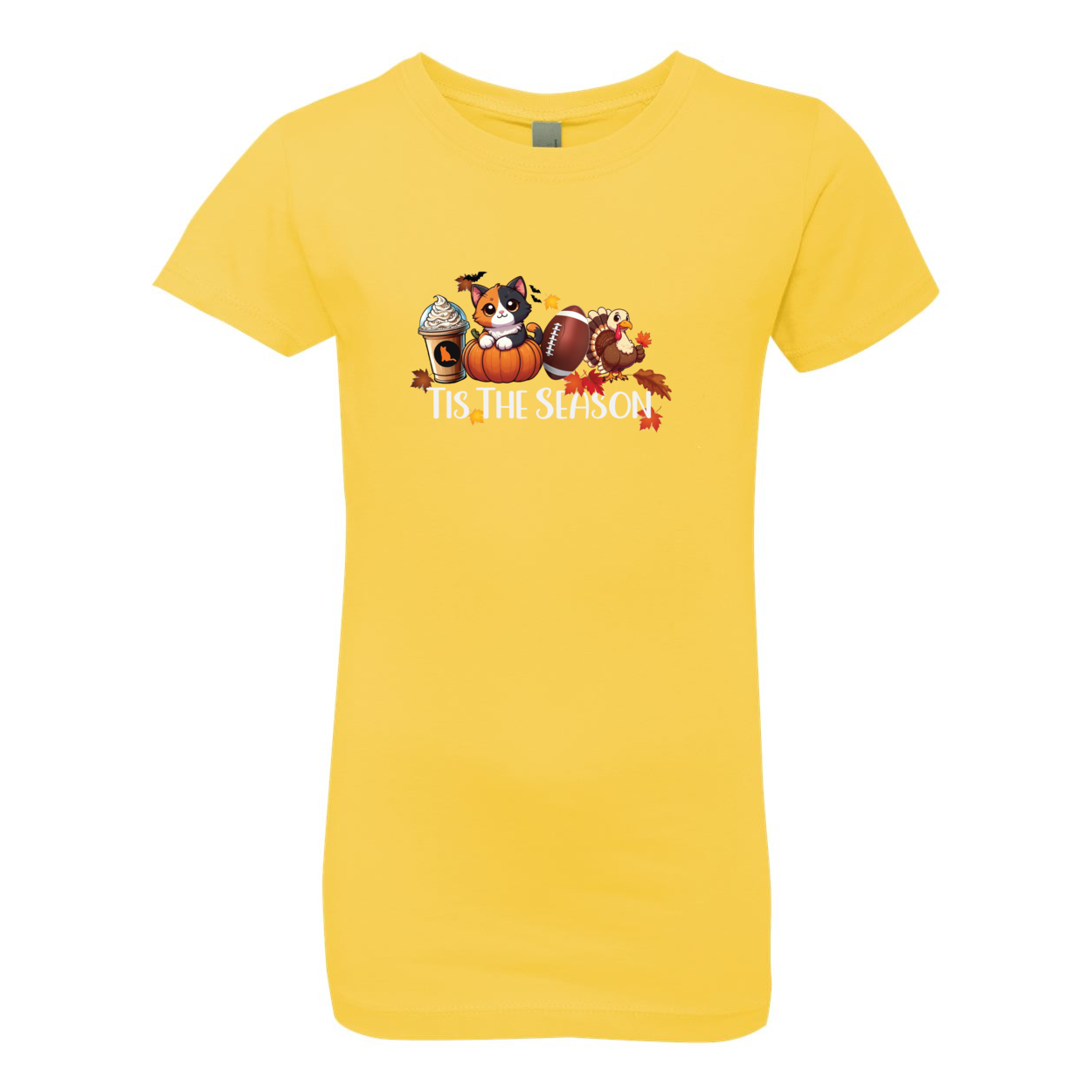 Calico Cat Tis The Season Fall Girls' The Princess Tee - WagALotBowWow