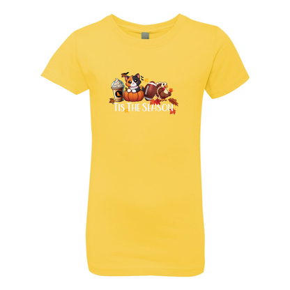 Calico Cat Tis The Season Fall Girls' The Princess Tee - WagALotBowWow