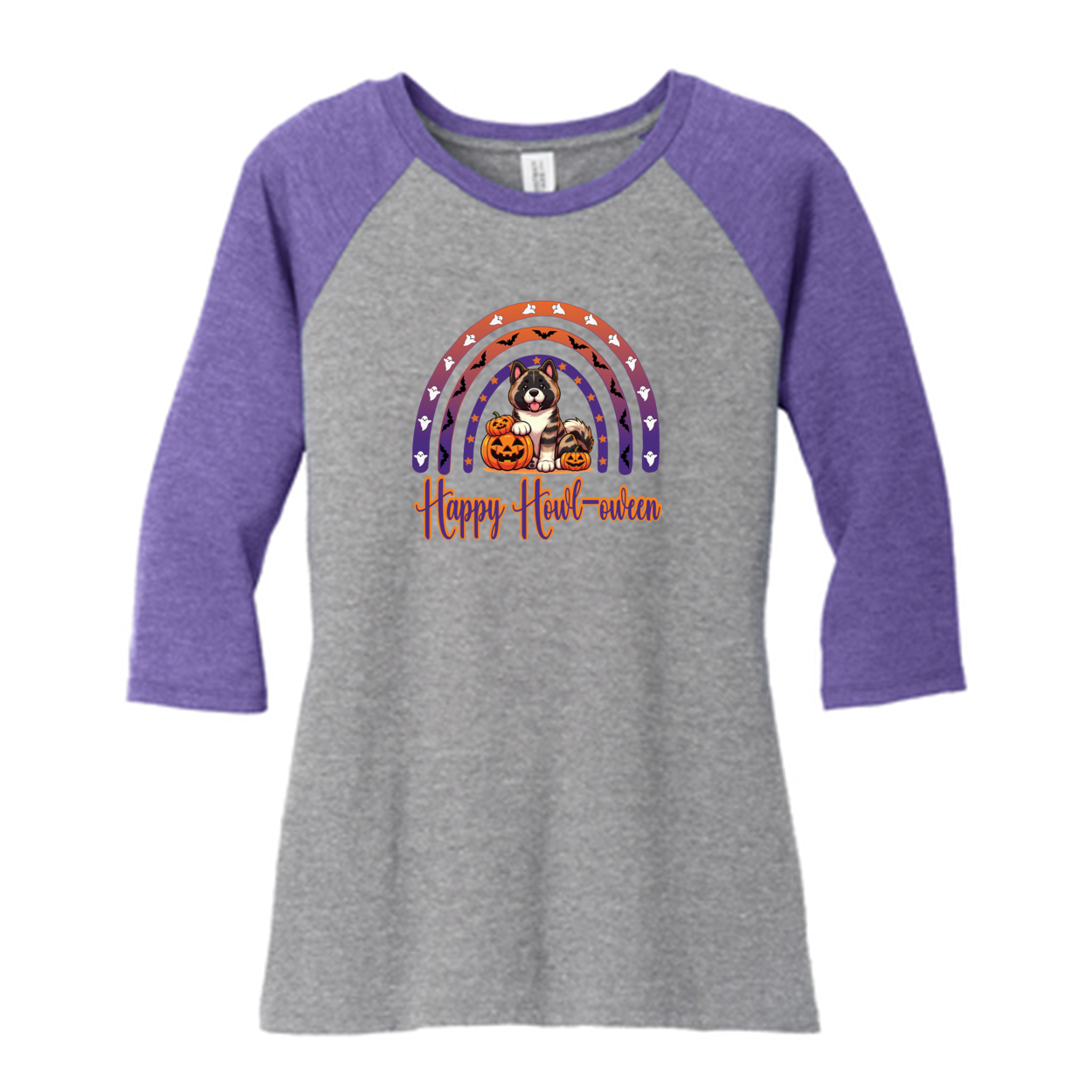 Akita Happy Howl-ween 3/4 Raglan Sleeve - WagALotBowWow