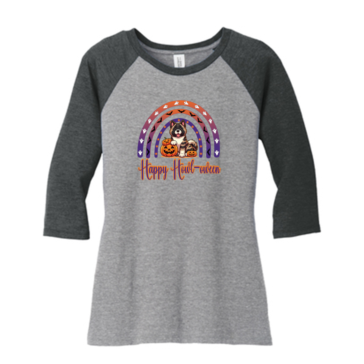 Akita Happy Howl-ween 3/4 Raglan Sleeve - WagALotBowWow