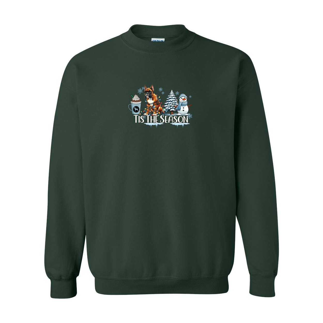 Boxer Tis The Season Winter Heavy Blend Crewneck Sweatshirt - WagALotBowWow