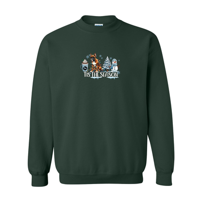 Boxer Tis The Season Winter Heavy Blend Crewneck Sweatshirt - WagALotBowWow