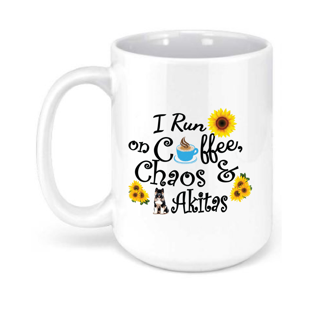 15oz Coffee, Chaos, Akitas Sunflower - WagALotBowWow