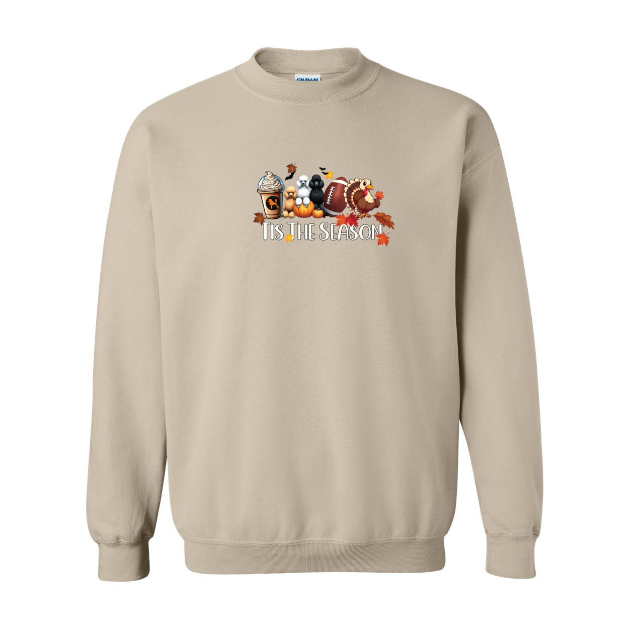 Poodle Tis The Season Fall Heavy Blend Crewneck Sweatshirt - WagALotBowWow