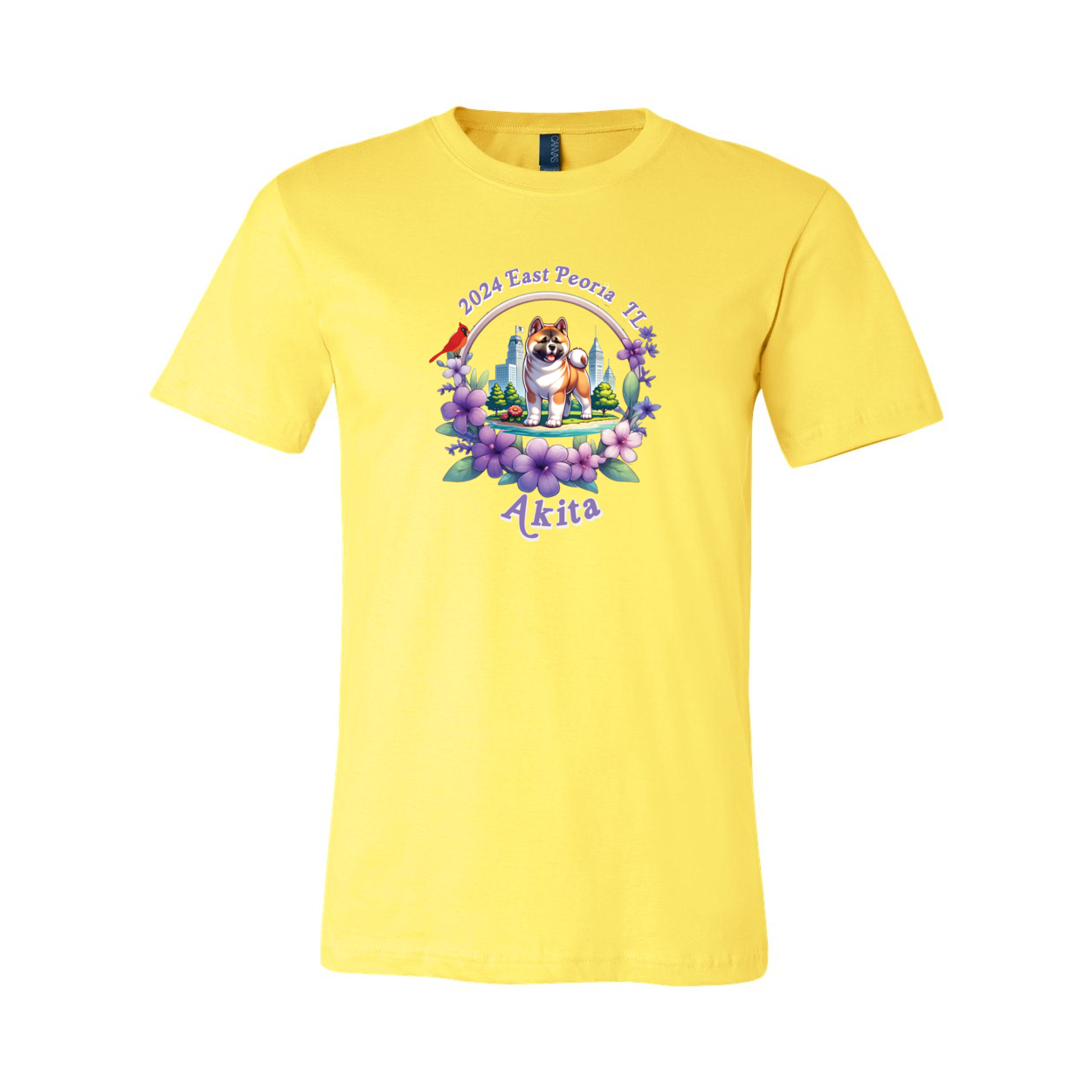 IL Akita Purple letters SS T-Shirt Front Only - WagALotBowWow