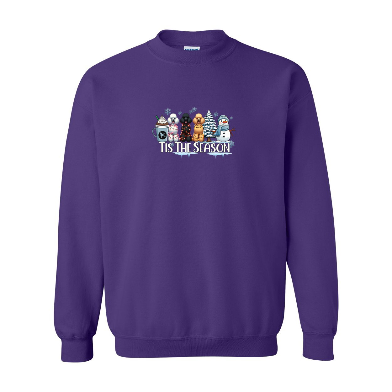 Poodle Tis The Season Winter Heavy Blend Crewneck Sweatshirt - WagALotBowWow
