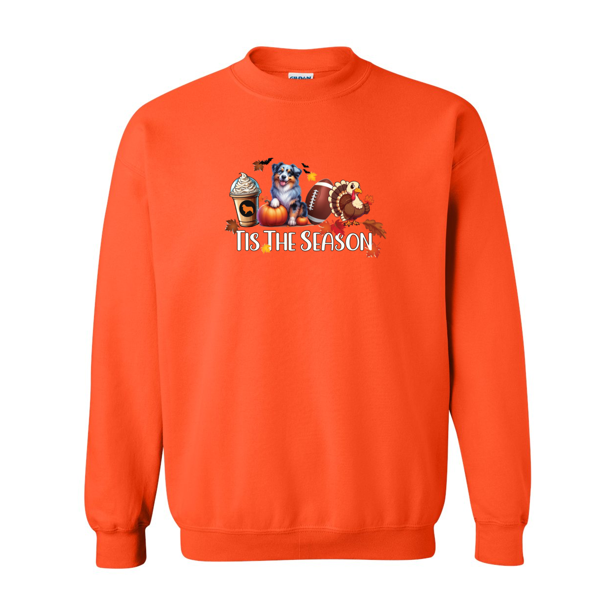 Blue Merle Aussie Tis The Season Fall Heavy Blend Crewneck Sweatshirt - WagALotBowWow