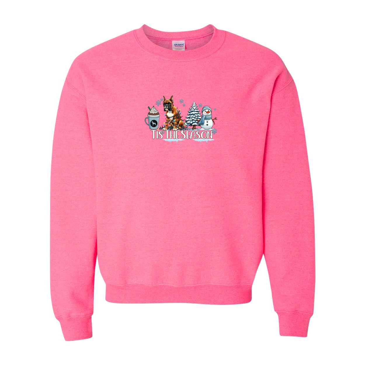 Boxer Tis The Season Winter Heavy Blend Crewneck Sweatshirt - WagALotBowWow