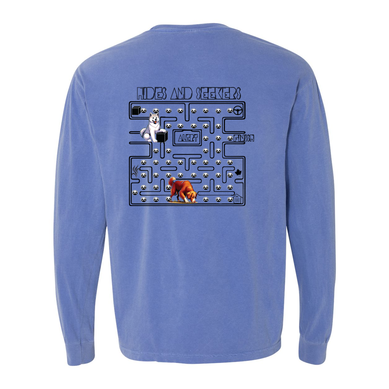 River Maze Scent Garment Dyed Heavyweight Ringspun Long Sleeve T-Shirt - WagALotBowWow