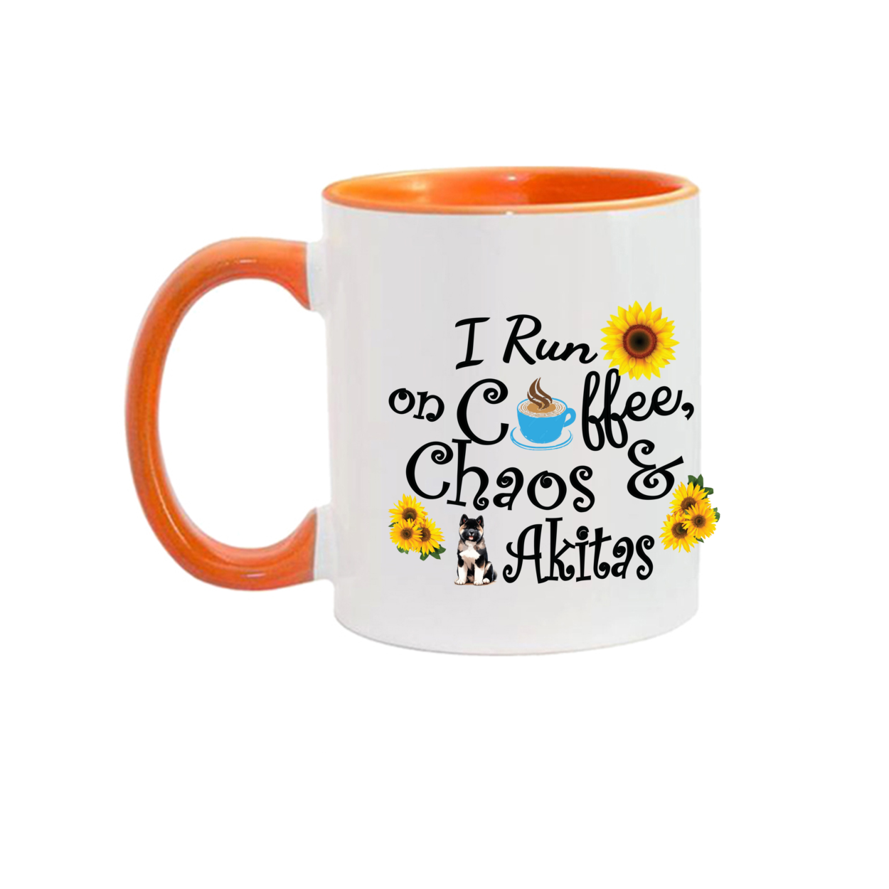 Chaos Akita Sunflower Mug 11oz - WagALotBowWow