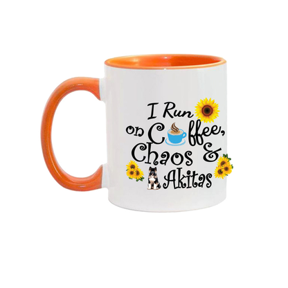 Chaos Akita Sunflower Mug 11oz - WagALotBowWow