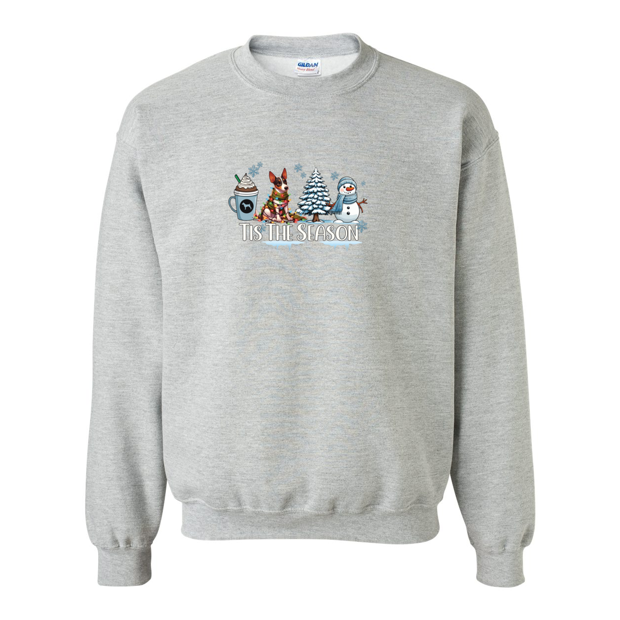 Rat Terrier Tis The Season Winter Heavy Blend Crewneck Sweatshirt - WagALotBowWow