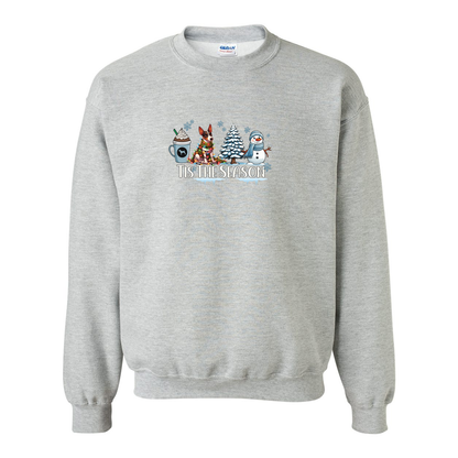 Rat Terrier Tis The Season Winter Heavy Blend Crewneck Sweatshirt - WagALotBowWow
