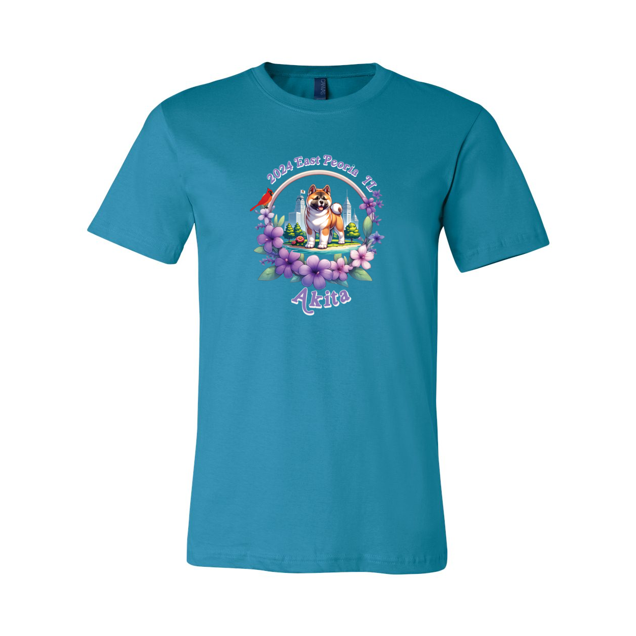 IL Akita Purple letters SS T-Shirt Front Only - WagALotBowWow