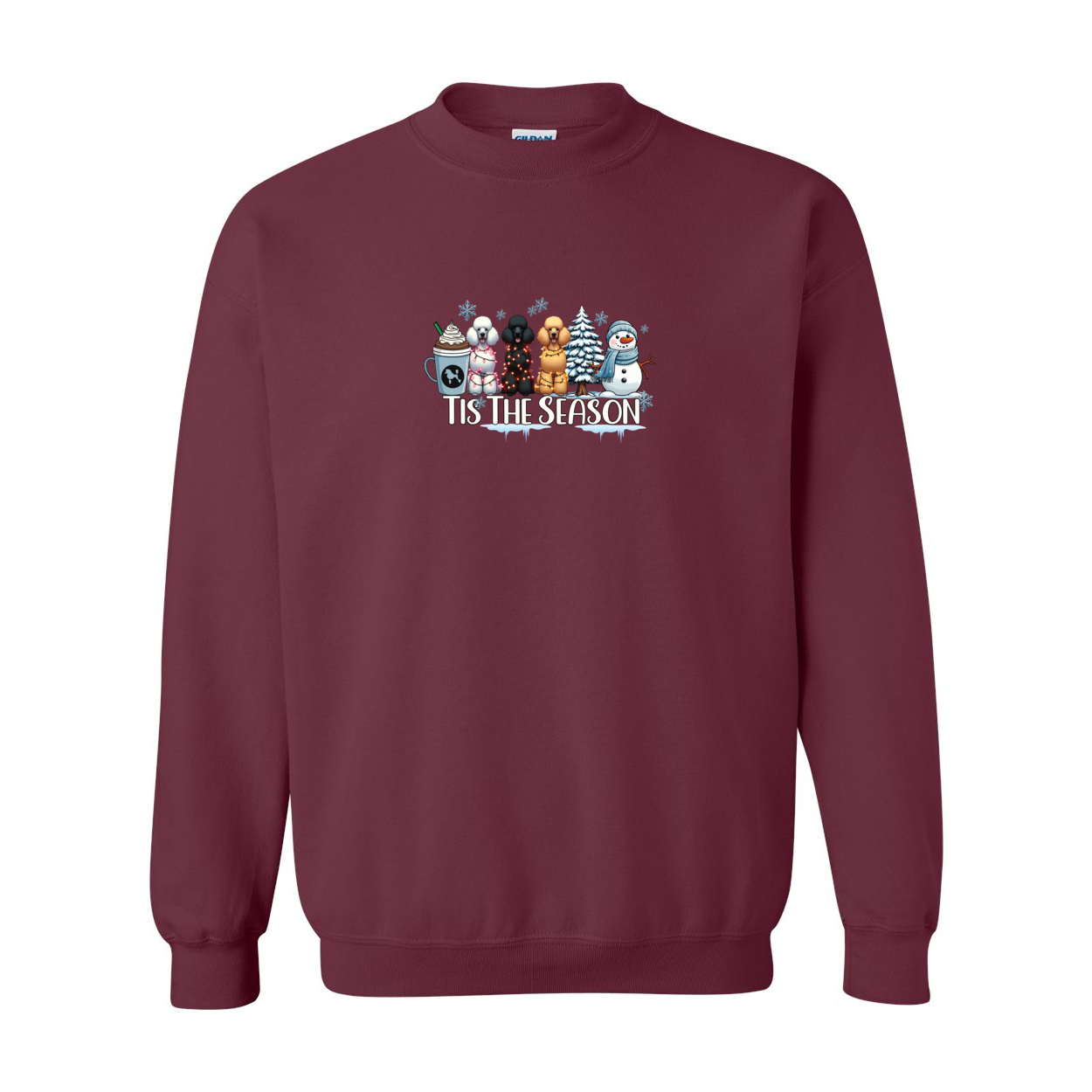 Poodle Tis The Season Winter Heavy Blend Crewneck Sweatshirt - WagALotBowWow
