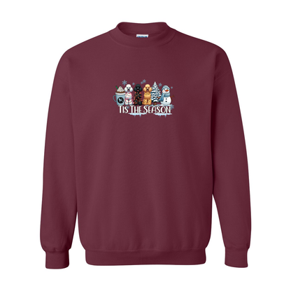 Poodle Tis The Season Winter Heavy Blend Crewneck Sweatshirt - WagALotBowWow