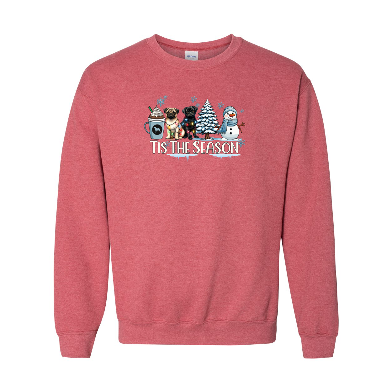 Pug Tis The Season Winter Heavy Blend Crewneck Sweatshirt - WagALotBowWow