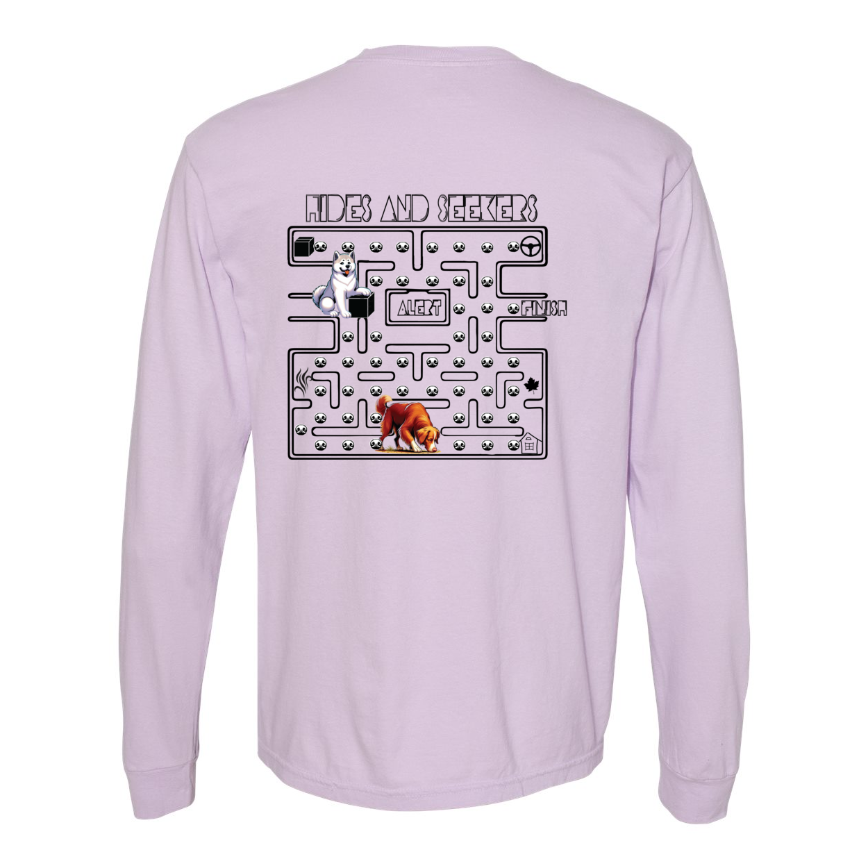 River Maze Scent Garment Dyed Heavyweight Ringspun Long Sleeve T-Shirt - WagALotBowWow