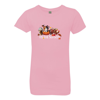Calico Cat Tis The Season Fall Girls' The Princess Tee - WagALotBowWow