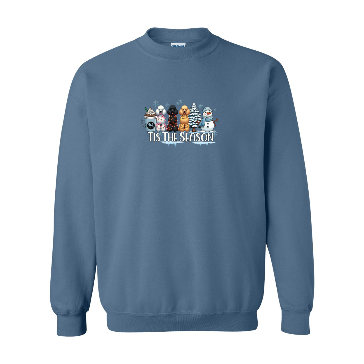 Poodle Tis The Season Winter Heavy Blend Crewneck Sweatshirt - WagALotBowWow