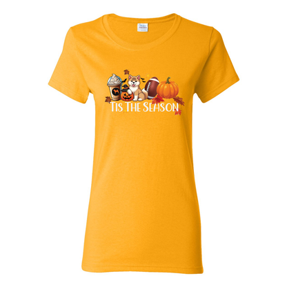 Tis The Season Akita Pumpkin Heavy Cotton Women's Short Sleeve T-Shirt - WagALotBowWow