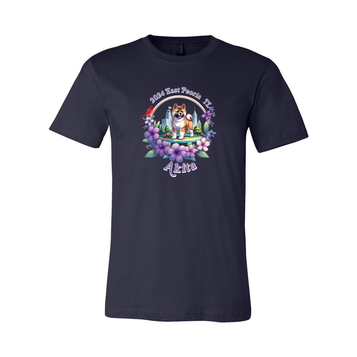 IL Akita Purple letters SS T-Shirt Front Only - WagALotBowWow