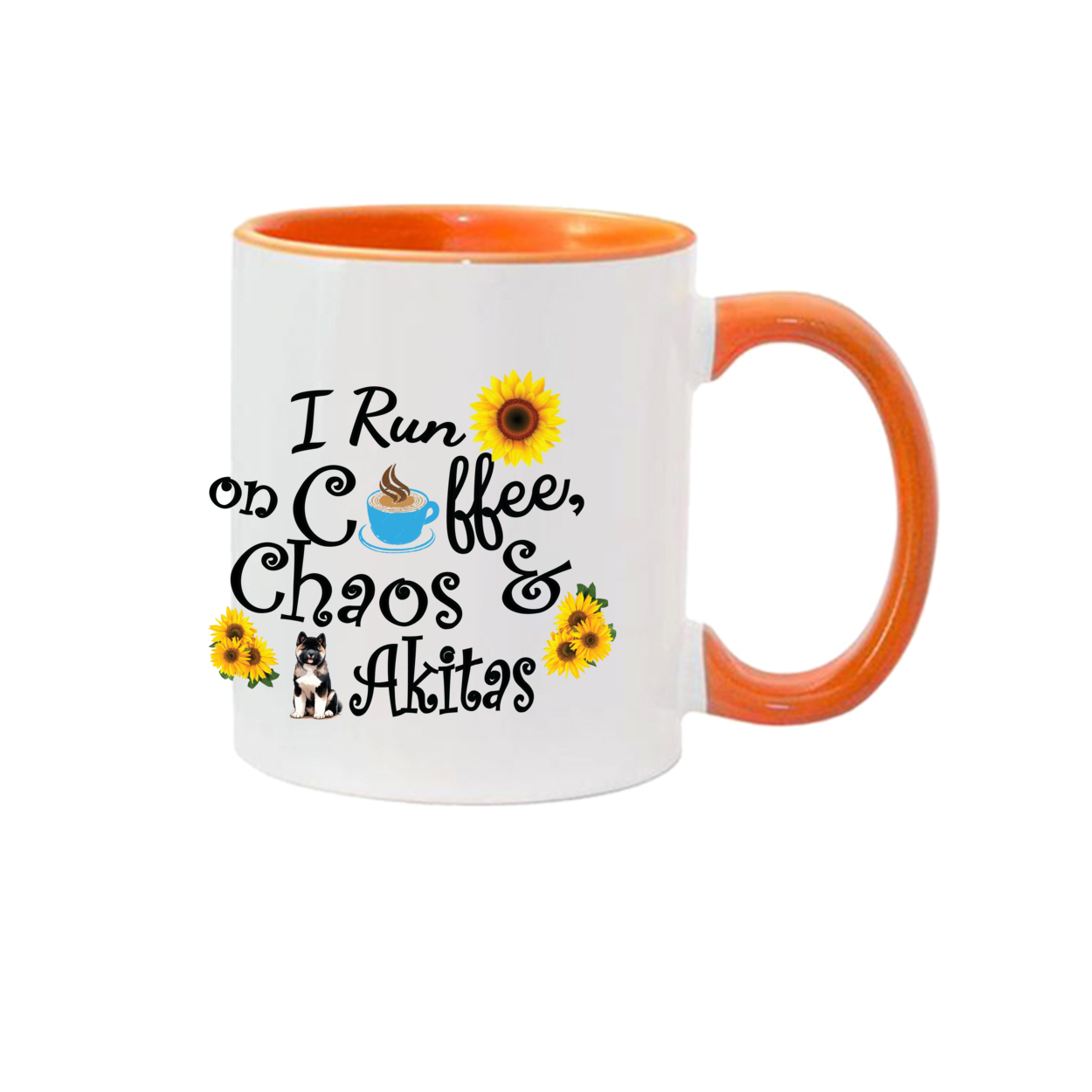 Chaos Akita Sunflower Mug 11oz - WagALotBowWow
