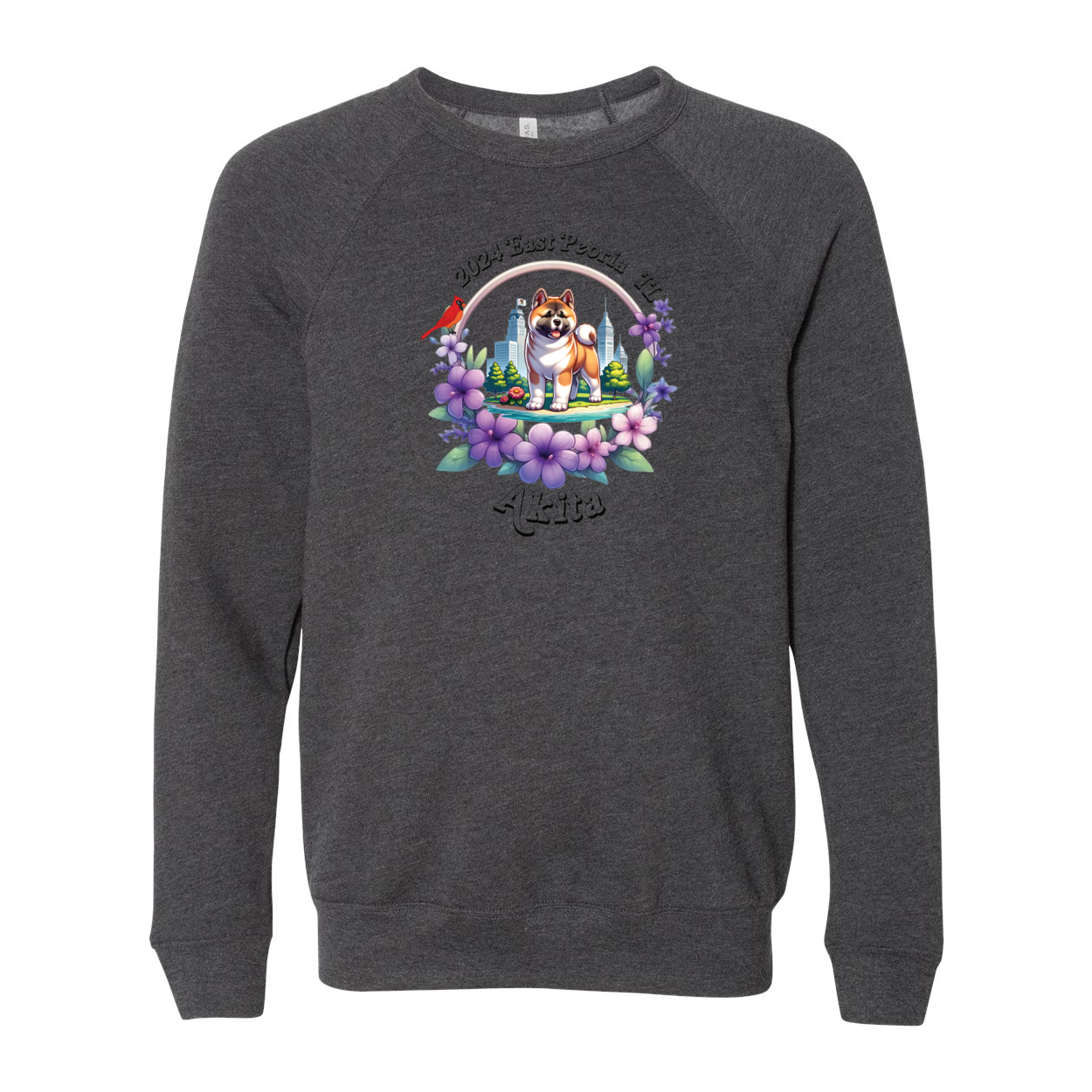 IL Akita Bella+Canvas Raglan Crewneck Sweatshirt Light Colors - WagALotBowWow