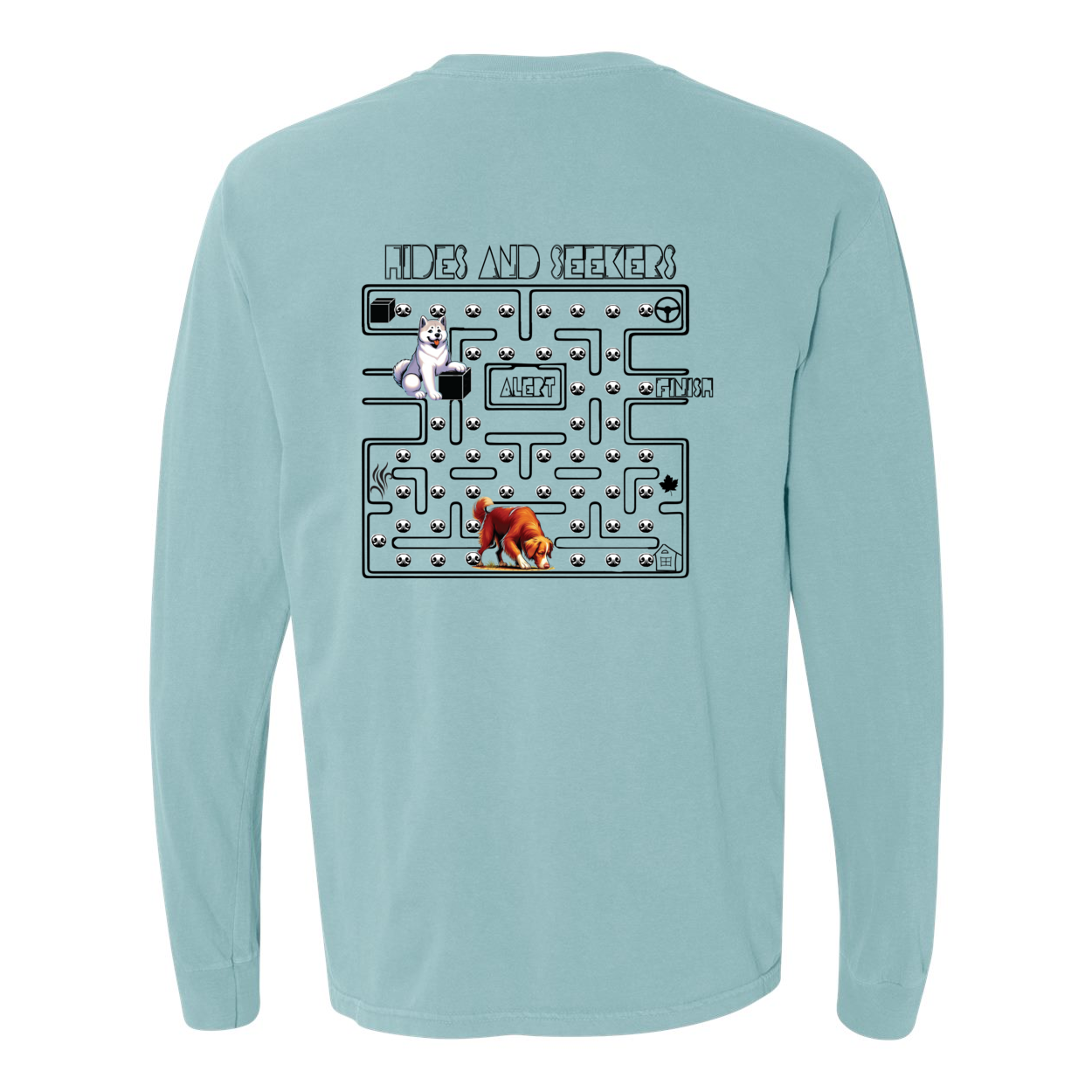 River Maze Scent Garment Dyed Heavyweight Ringspun Long Sleeve T-Shirt - WagALotBowWow