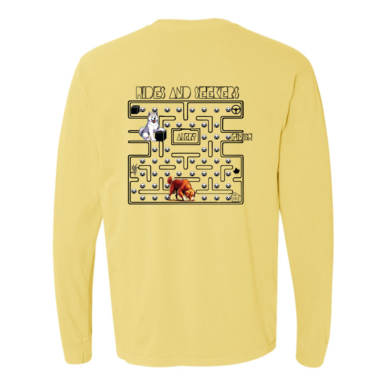 River Maze Scent Garment Dyed Heavyweight Ringspun Long Sleeve T-Shirt - WagALotBowWow