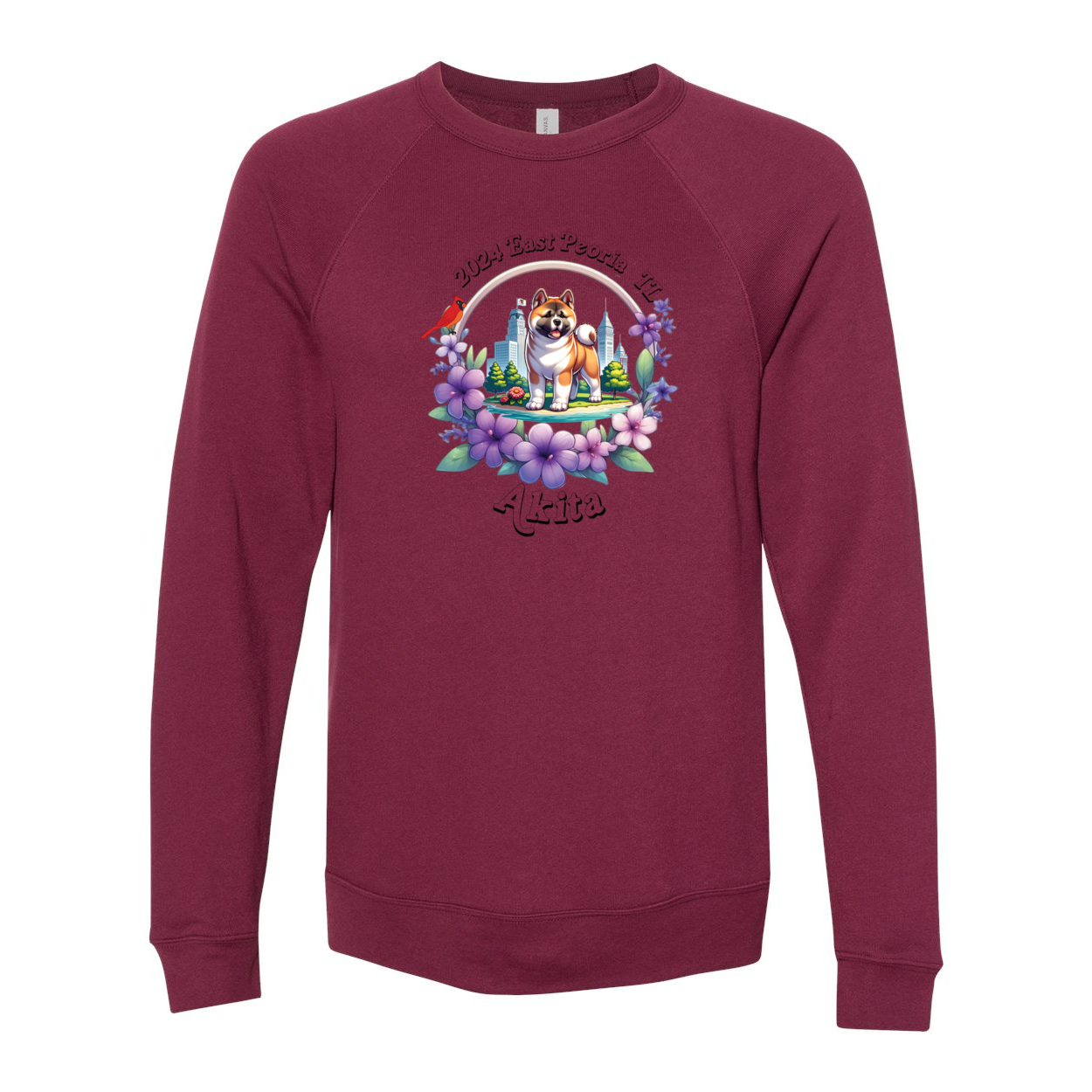 IL Akita Bella+Canvas Raglan Crewneck Sweatshirt Light Colors - WagALotBowWow