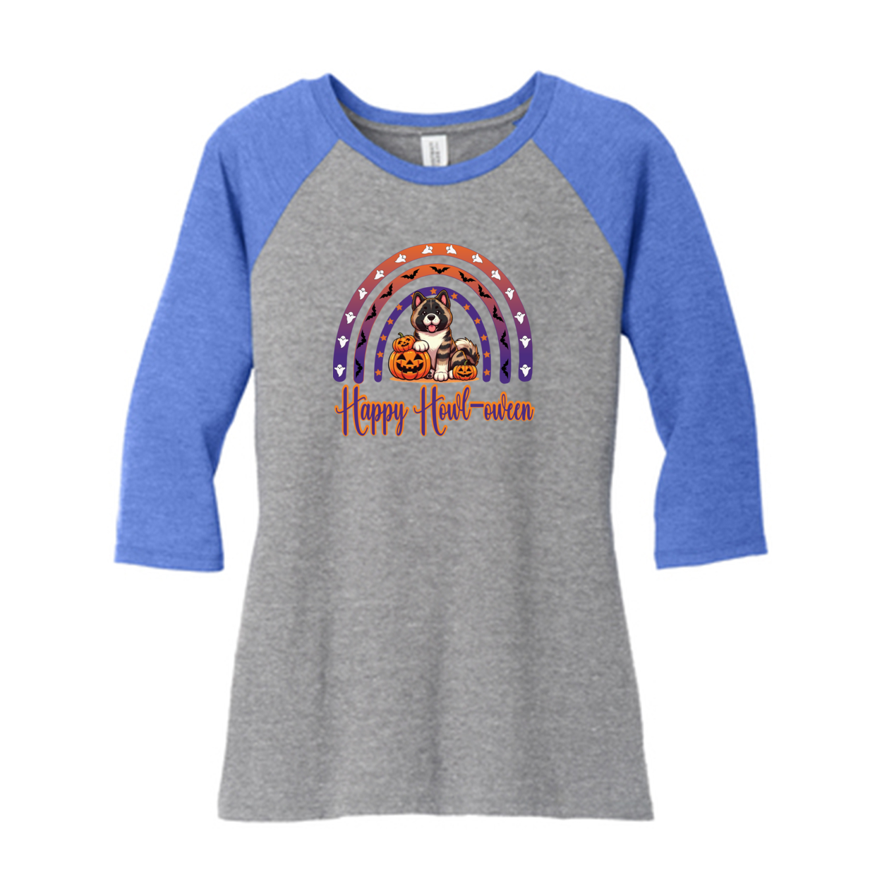 Akita Happy Howl-ween 3/4 Raglan Sleeve - WagALotBowWow