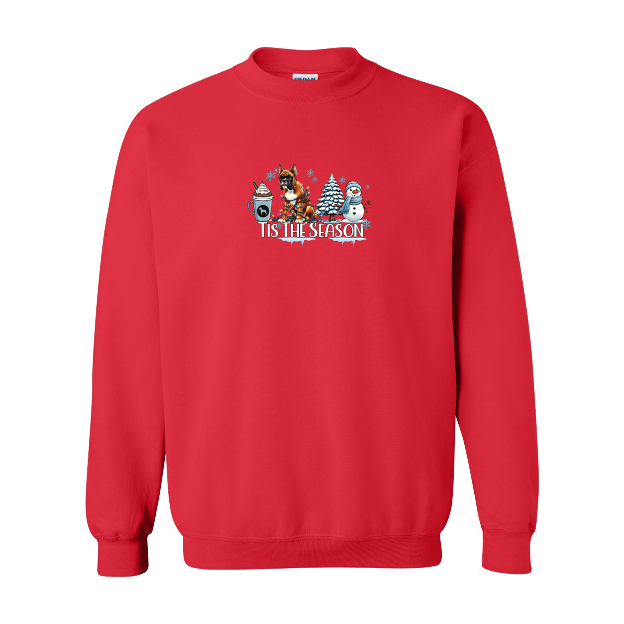 Boxer Tis The Season Winter Heavy Blend Crewneck Sweatshirt - WagALotBowWow