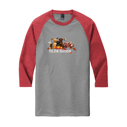 Labrador Tis The Season Fall DM136 District ® Perfect Tri ® 3/4-Sleeve Raglan - WagALotBowWow