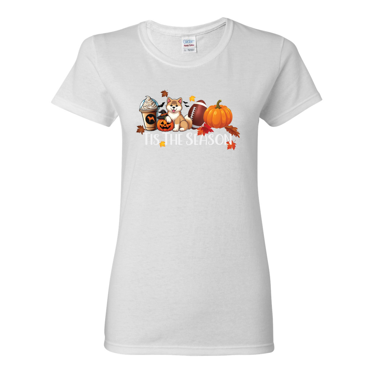 Tis The Season Akita Pumpkin Heavy Cotton Women's Short Sleeve T-Shirt - WagALotBowWow