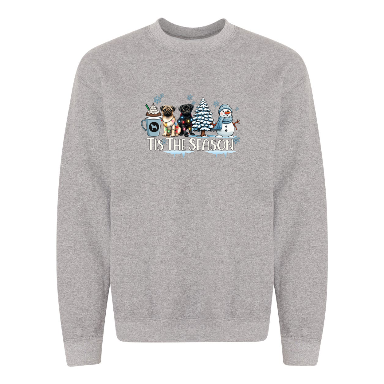 Pug Tis The Season Winter Heavy Blend Crewneck Sweatshirt - WagALotBowWow