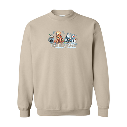 Golden Tis The Season Winter Heavy Blend Crewneck Sweatshirt - WagALotBowWow