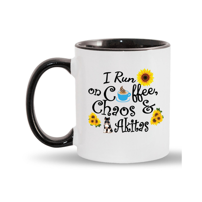 Chaos Akita Sunflower Mug 11oz - WagALotBowWow