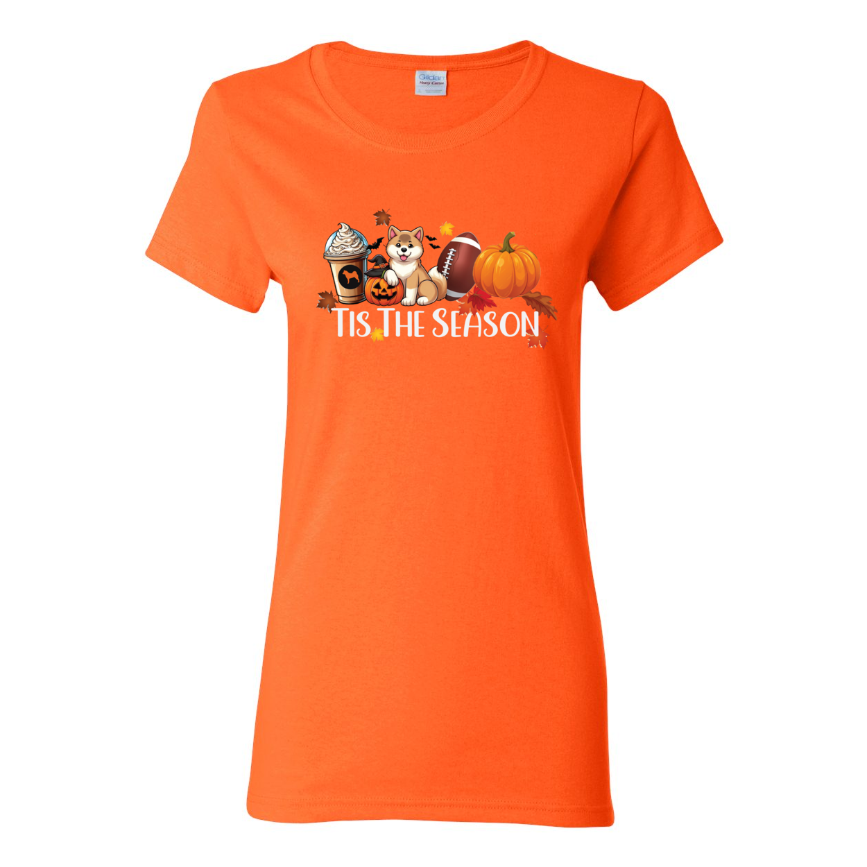 Tis The Season Akita Pumpkin Heavy Cotton Women's Short Sleeve T-Shirt - WagALotBowWow