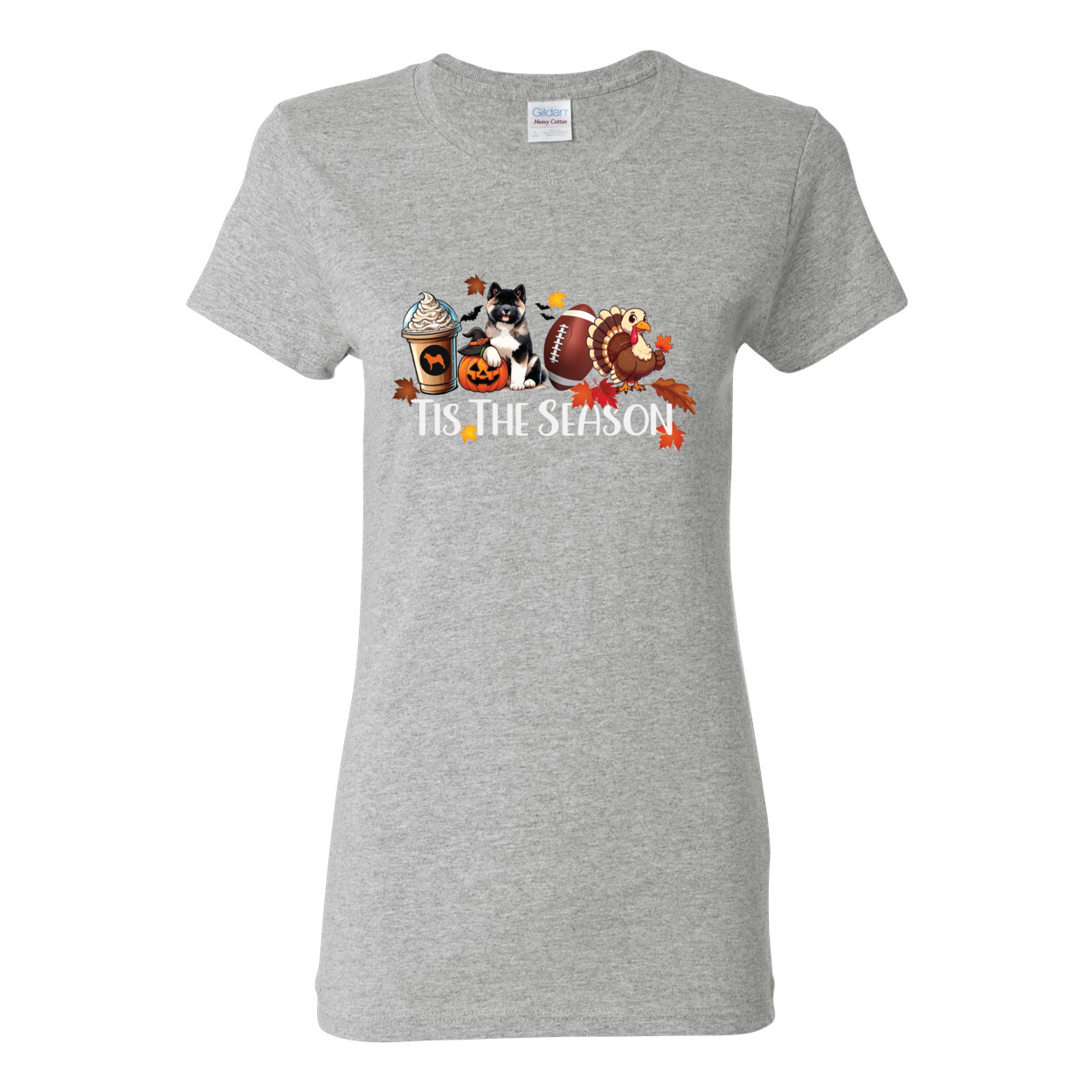 Tis The Season Akita Turkey Heavy Cotton Women's Short Sleeve T-Shirt - WagALotBowWow