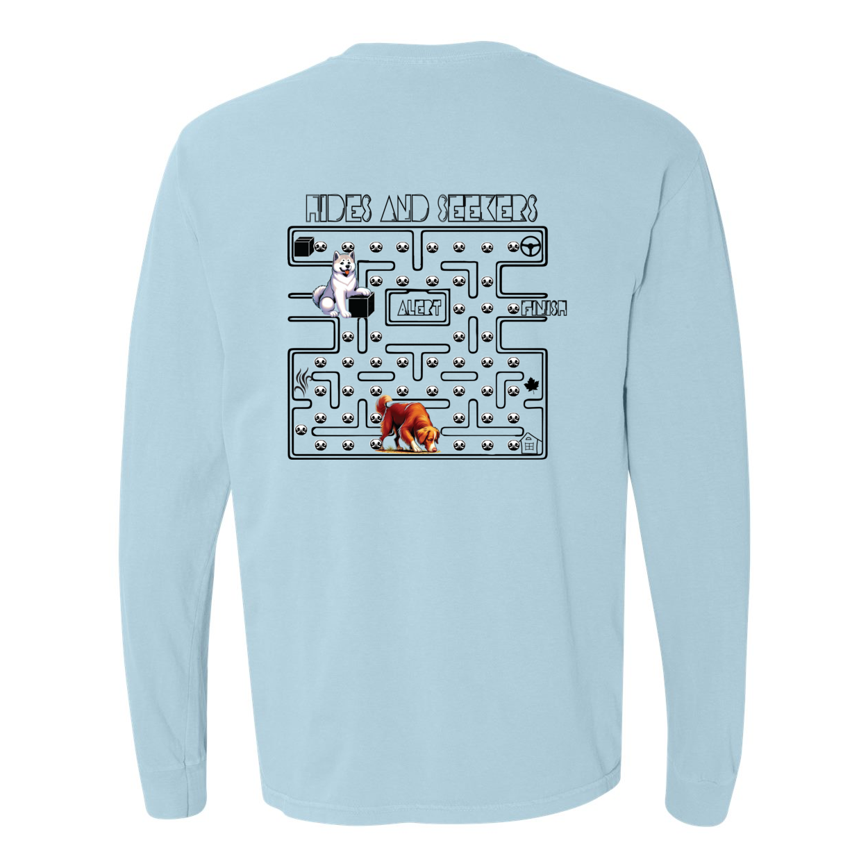 River Maze Scent Garment Dyed Heavyweight Ringspun Long Sleeve T-Shirt - WagALotBowWow