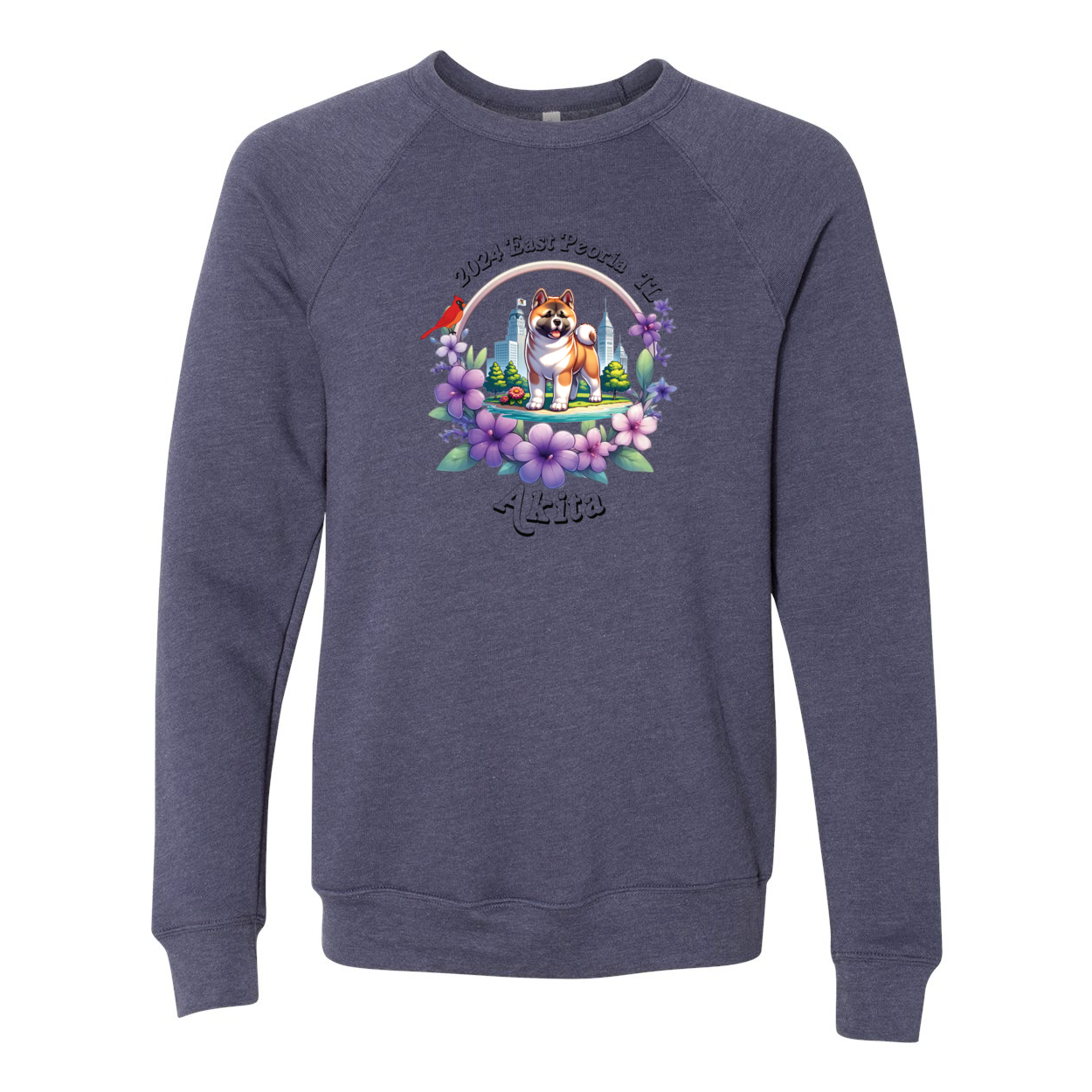 IL Akita Bella+Canvas Raglan Crewneck Sweatshirt Light Colors - WagALotBowWow