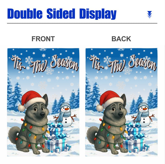 Tis The Season Winter Hound Group Linen Garden Flag