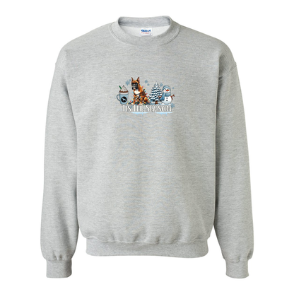 Boxer Tis The Season Winter Heavy Blend Crewneck Sweatshirt - WagALotBowWow